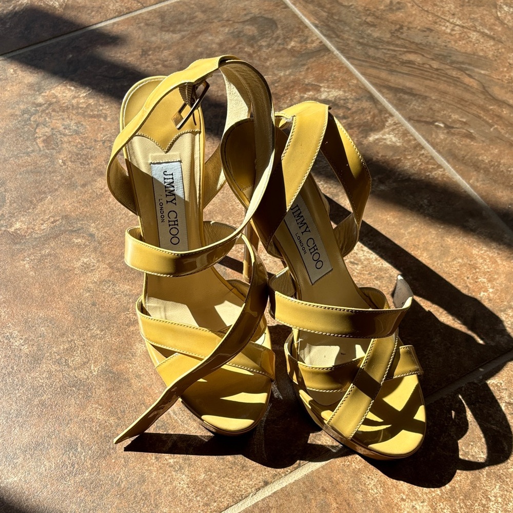 Jimmy Choo Mustard Strappy Heels